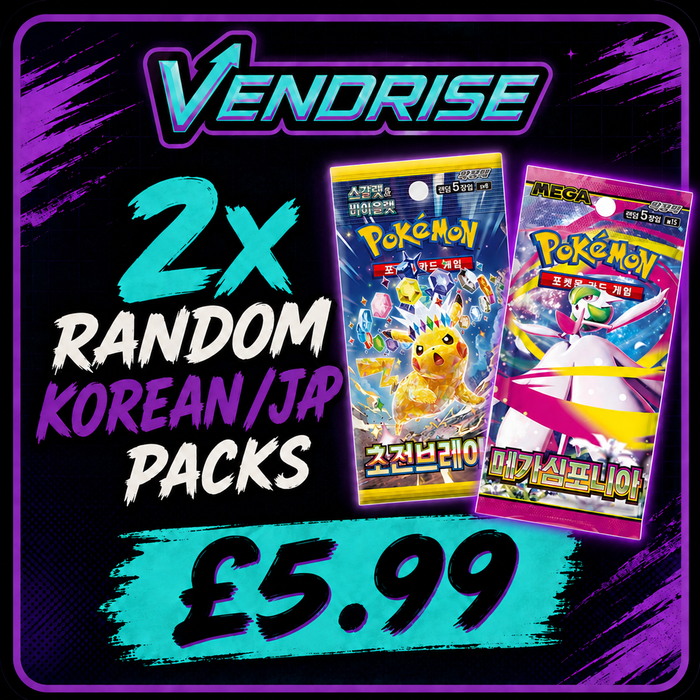 VendRise two random Korean or Japanese Pokémon booster packs promotional image showing £5.99